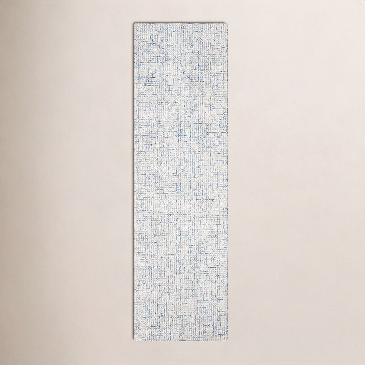 Rowe Ivory Blue Hand-Tufted Striped Rug, Runner 2'3" x 6'