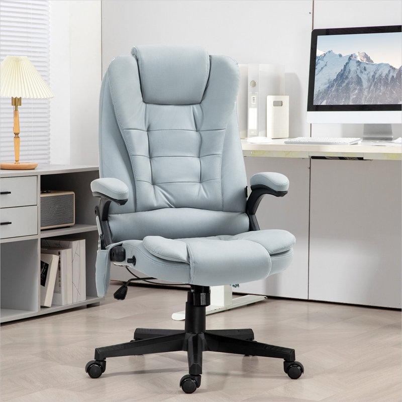 Bureau en polyester et mousse gris clair avec siège inclinable, télécommande et conception réglable, 10 po x 11 po x 18,6 po