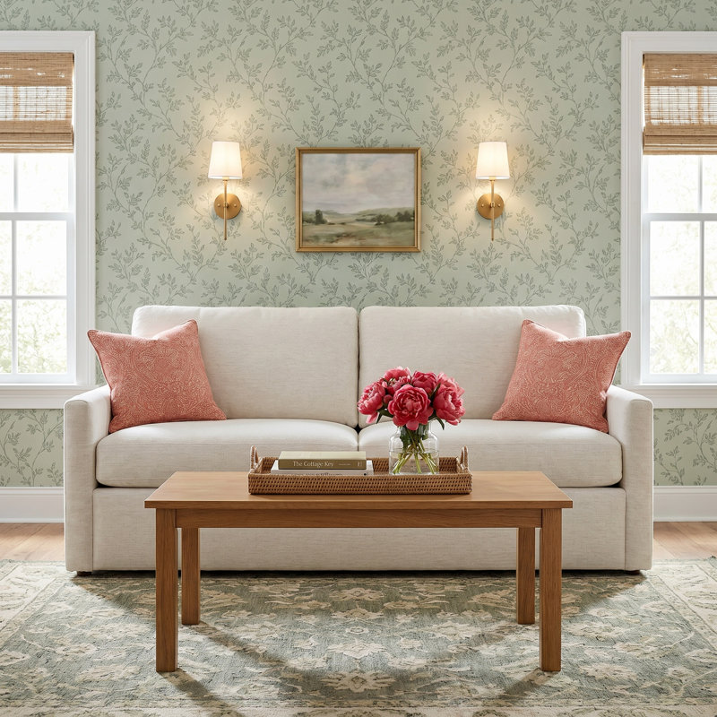Savannah Upholstered 85'' Sofa, Conversation Ivory Basketweave