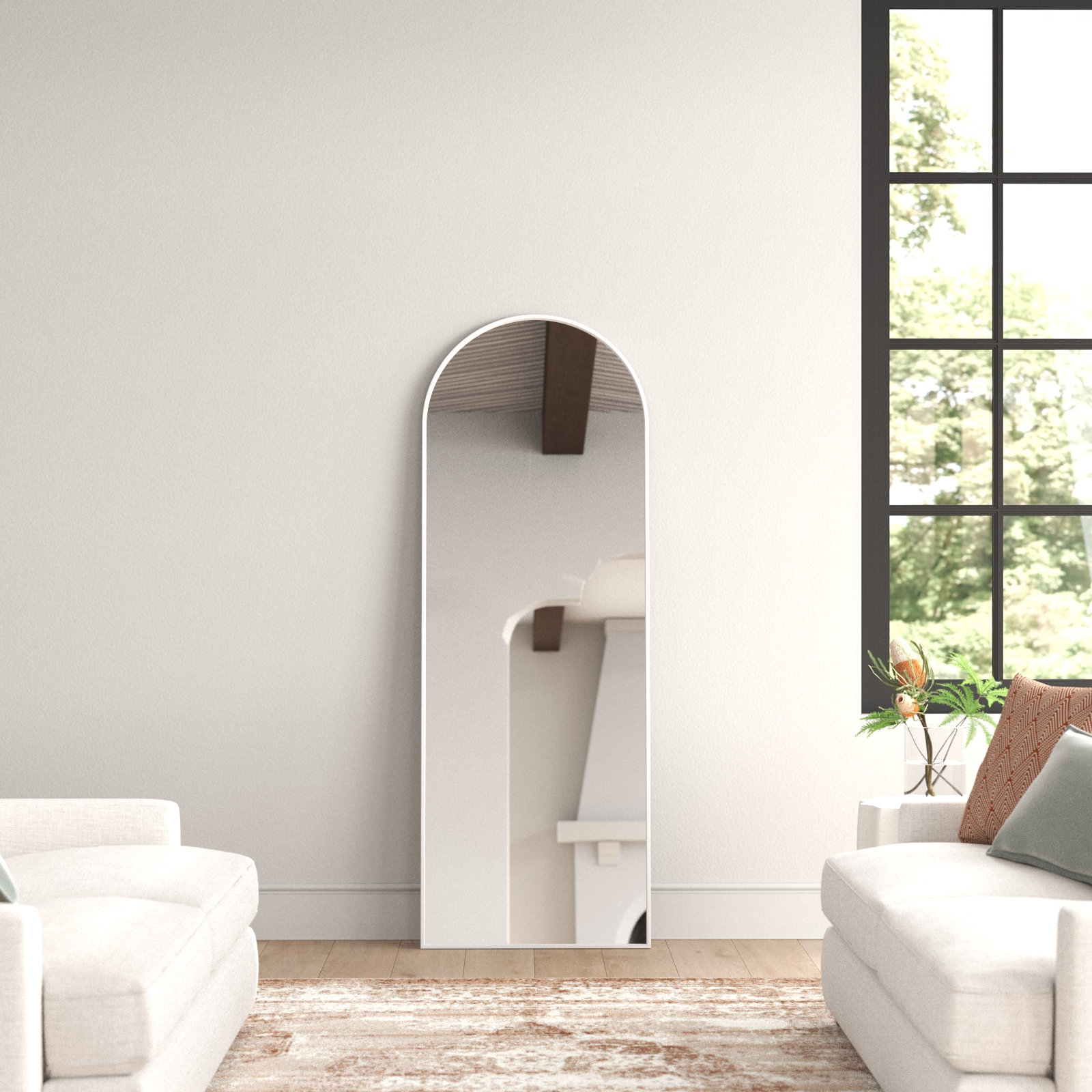 Kira Metal Mirror, White, 67" x 24"