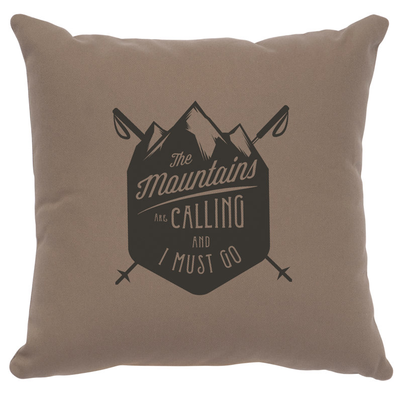 Coussin Wooded River Image - Mountains are Calling - Coton taupe, Taupe