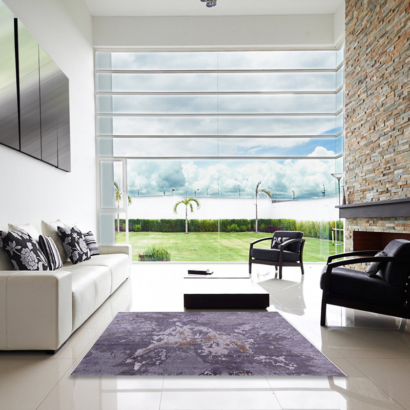Tapis 100% Mid-Century moderne lavable à la machine 2065, Carré 8 pi