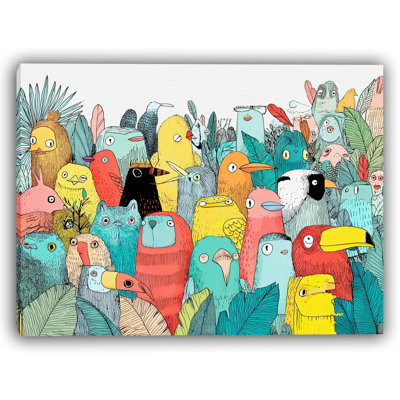 Feathered Jungle Friends Wrapped Canvas Wall Art
