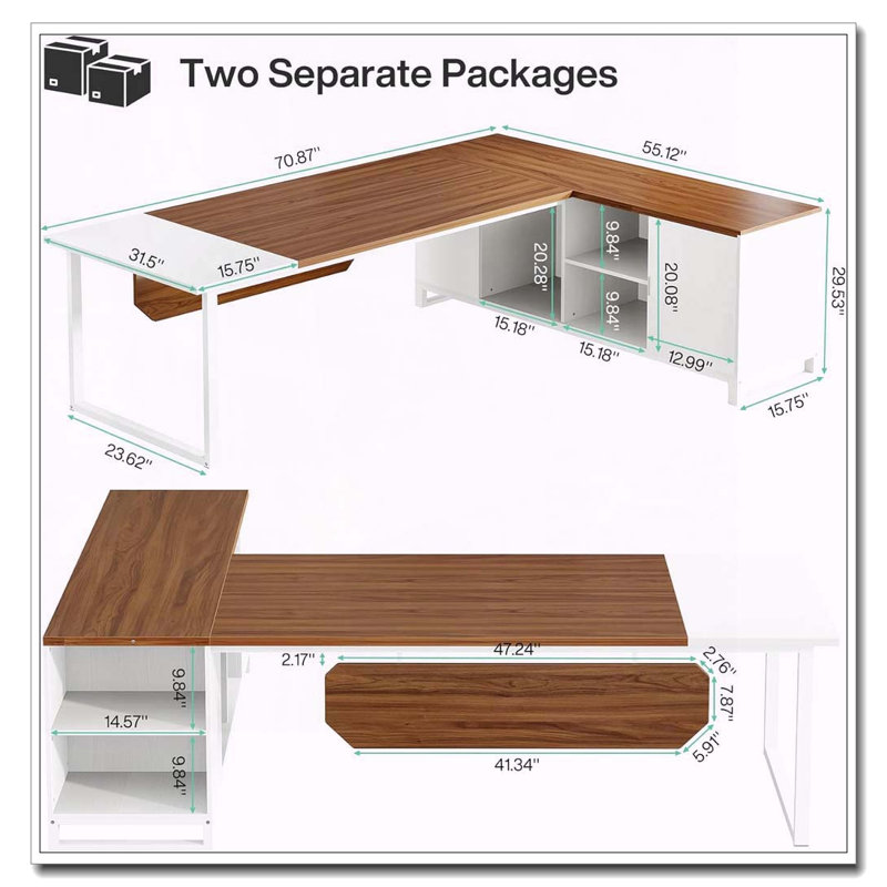 Bureau de direction avec classeur et tablettes