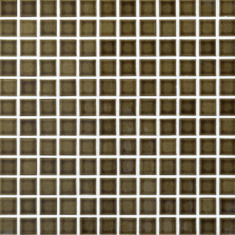 Biyusai Grid Glazed Ceramic Tile, 4" W x 4" L, Moss Green