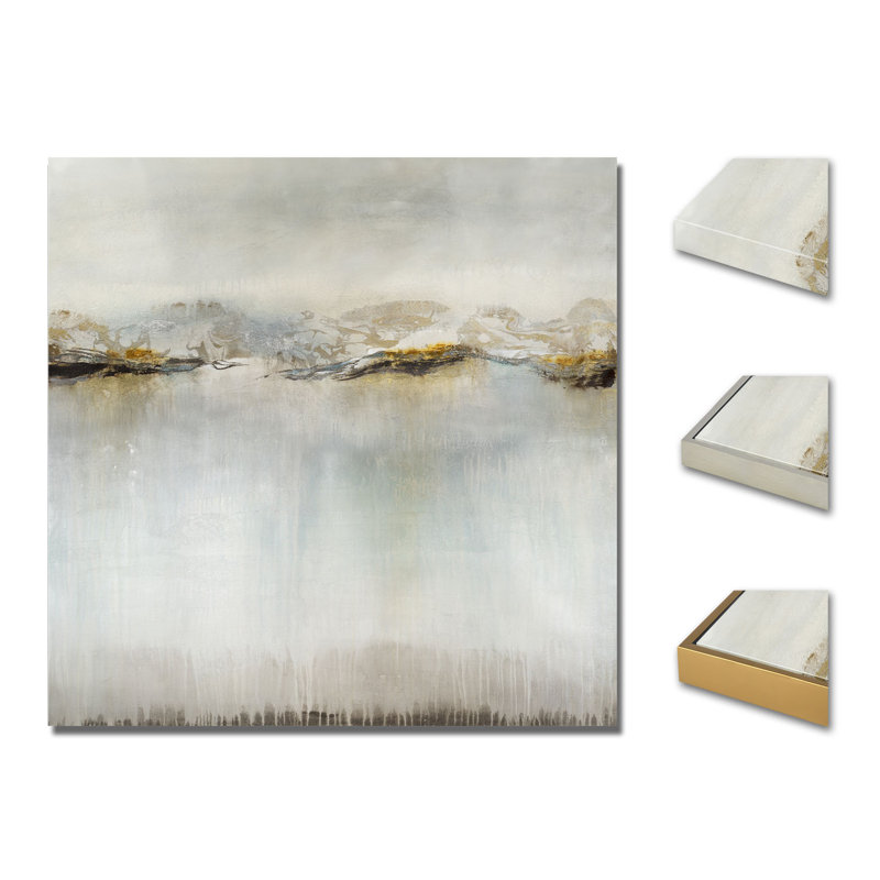 Platinum Wave Painting by Jennifer Hollack Raboin, Stretched Canvas, 60" H x 60" W x 2" D