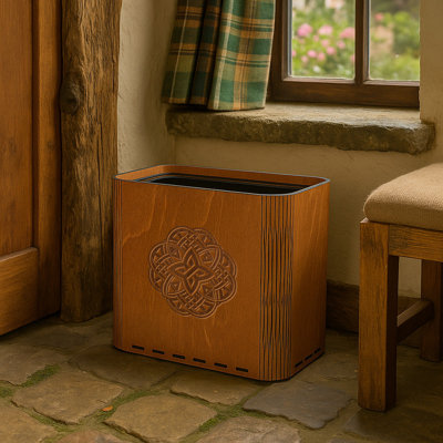 Slim Trash Can - Celtic Knot - Wooden Garbage and Rubbish Bin