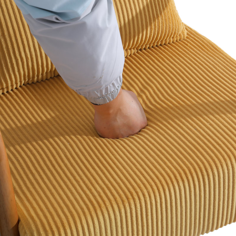 Chaise d'appoint rembourrée en velours côtelé bleu clair Jyrin, Bleu clair, Bois naturel