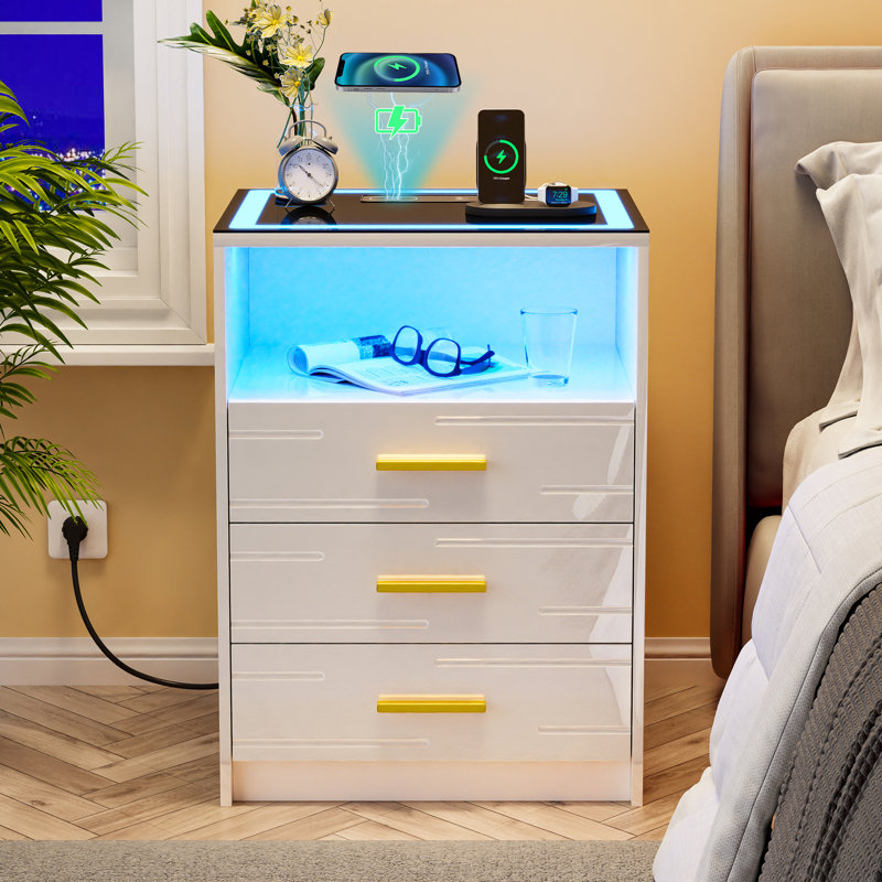 46cm W Bedside Table, White