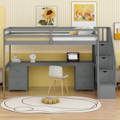 Johntavis Kids Twin Loft Bed with Drawers by Harriet Bee