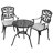 Outdoor 3-Piece Cast Aluminum Patio Set with Cushions and Umbrella Hole