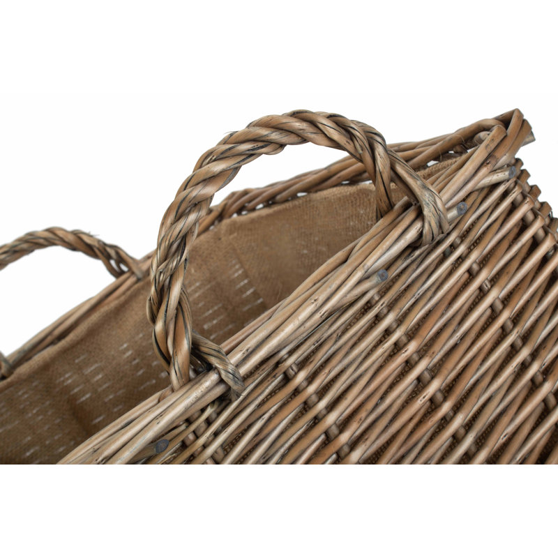 Wicker Lined Log Storage Basket, 38cm H x 30cm W x 40cm D