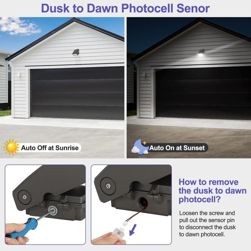 LED Wall Pack Lights 30W With Dusk To Dawn Photocell, Outdoor Security Light Fixtures For Garage, Porch, Yard, Adjustable Full Cut-Off Flood Lighting IP65 Waterproof, 5000K Daylight, ETL Listed, 4-Pack