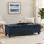 Banc de rangement avec repose-pieds, 51 po, tissu capitonné foncé bleu foncé