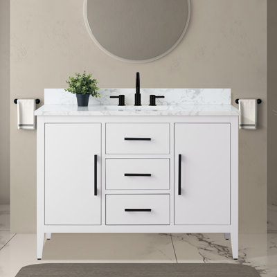 Ensemble de meuble-lavabo simple 48 po avec plateau en marbre Chambery