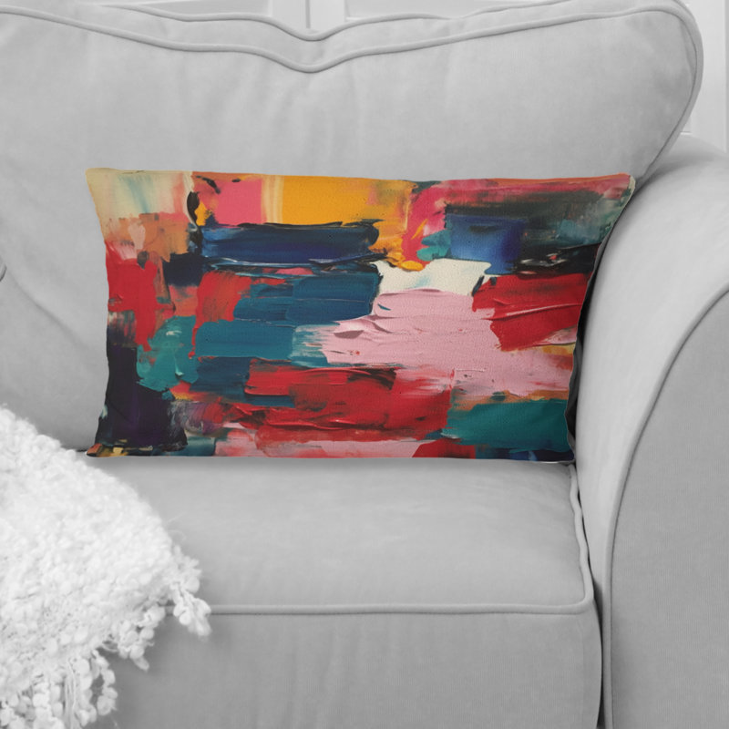 Coussin Red Teal Cubist Fusion - Cubism