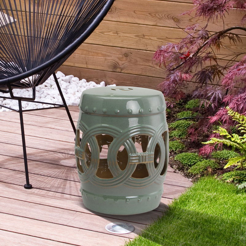 Harwich Ceramic Accent Stool, Green
