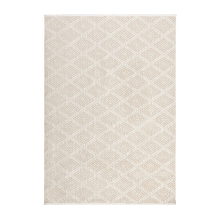 TOWN & COUNTRY EVERYDAY Rein Solid Diamond Everwash Non-Slip Backing Washable Area Rug Beige
