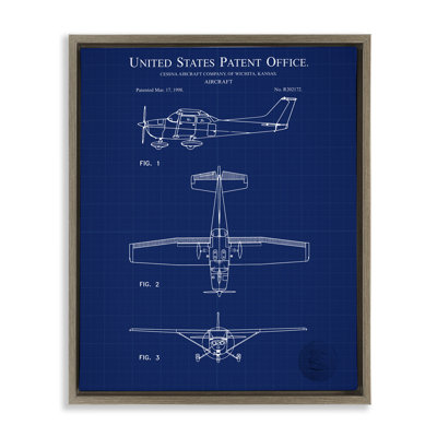 Art mural sur toile flottante encadrée brevet d'avions par Karl Hronek