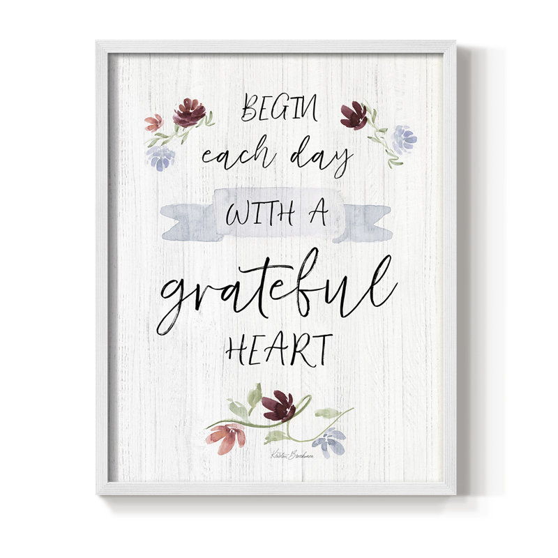 «Grateful Heart», reproduction encadrée - bois massif, H 21 po x l 17 po, Blanc