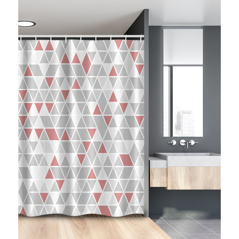 Geometric Shower Curtain with Hooks Included, 78'' H x 54'' W