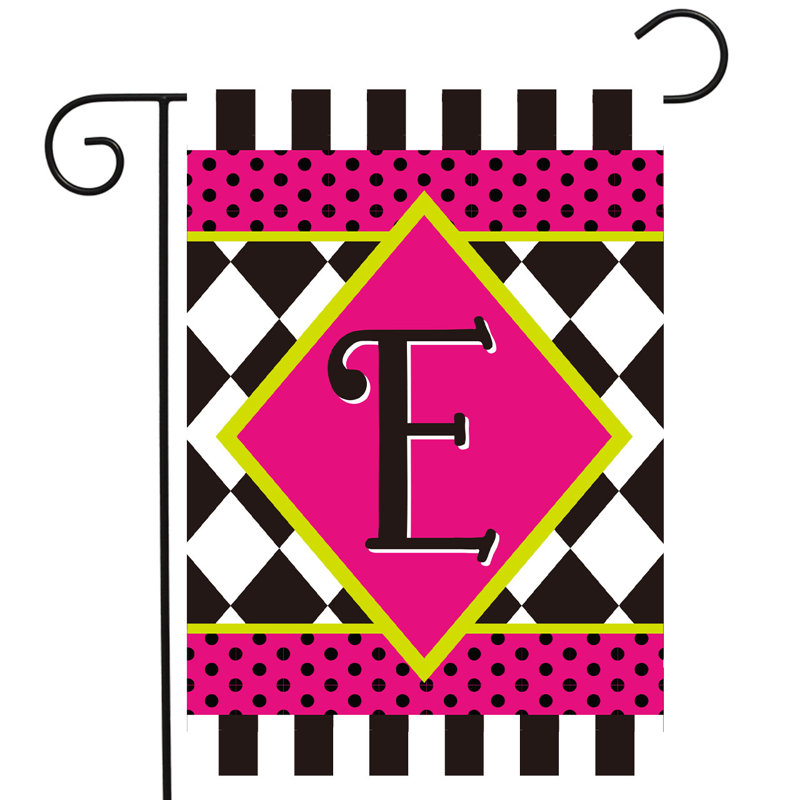 Neon Checkerboard Monogram - E Garden Flag