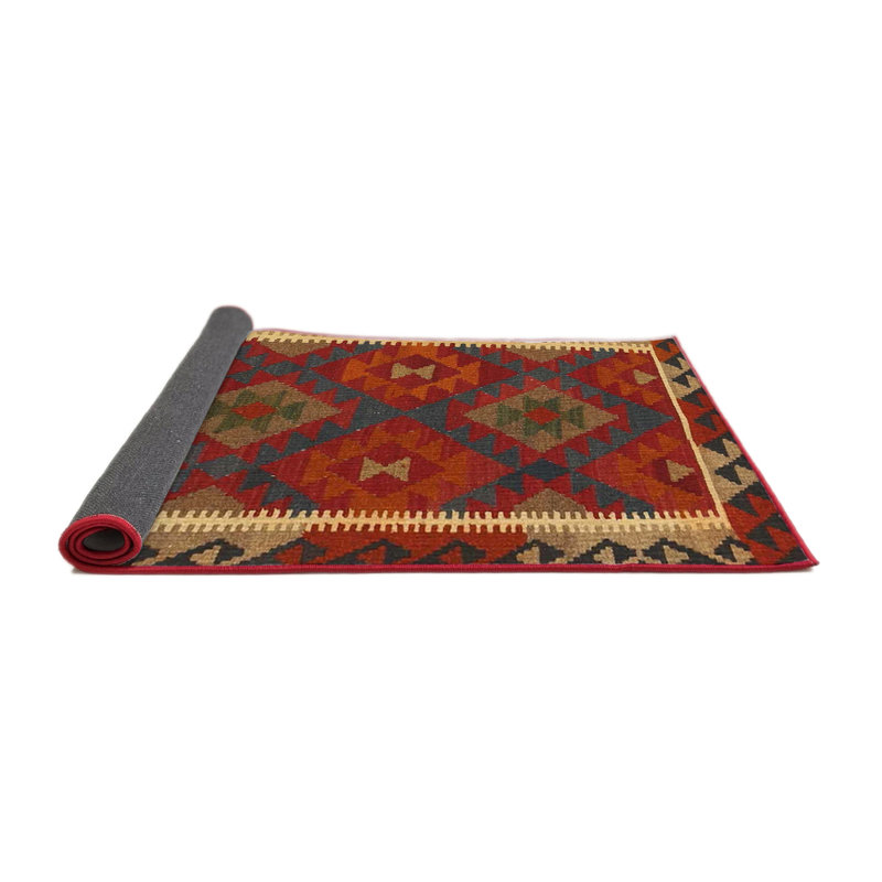 Tapis rouge / brun / bleu Southwestern, Rond 5 pi