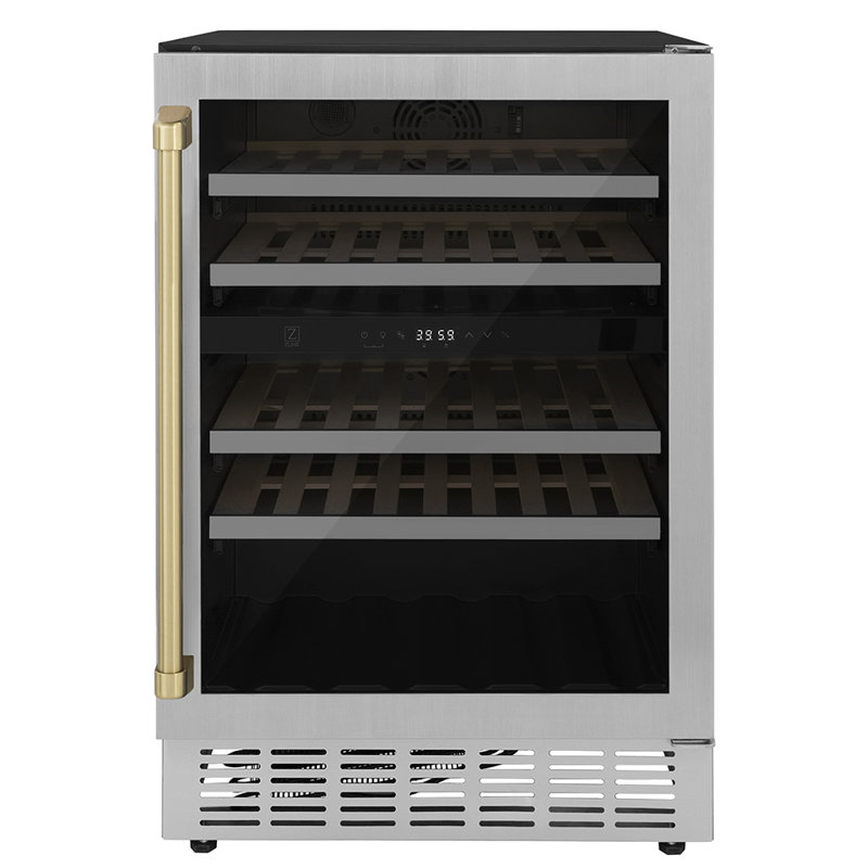 ZLINE Autograph 24 in. Monument 44 Bottle Wine Cooler with Accents, Champagne Bronze