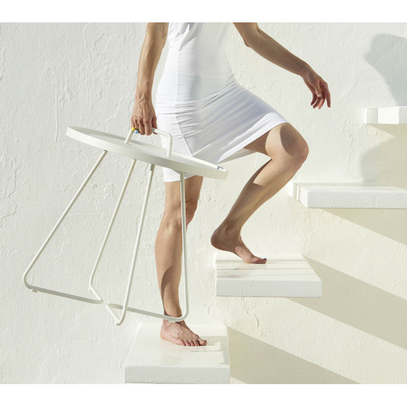 On-the-Move Outdoor Round Side Table, 17.4", White