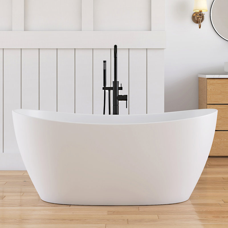 Forma 55'' Freestanding Tub Solid Surface Freestanding Deep Soaking Bathtub