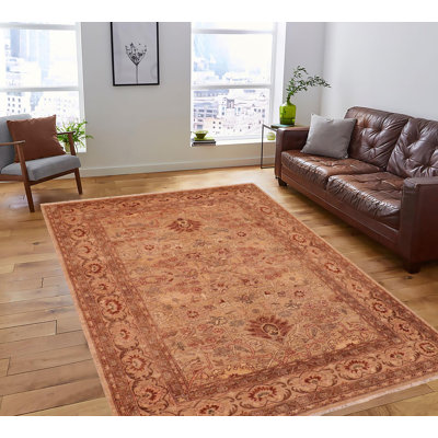 Tapis brun clair en laine noué à la main 6 pi 4 po x 9 pi Baccio