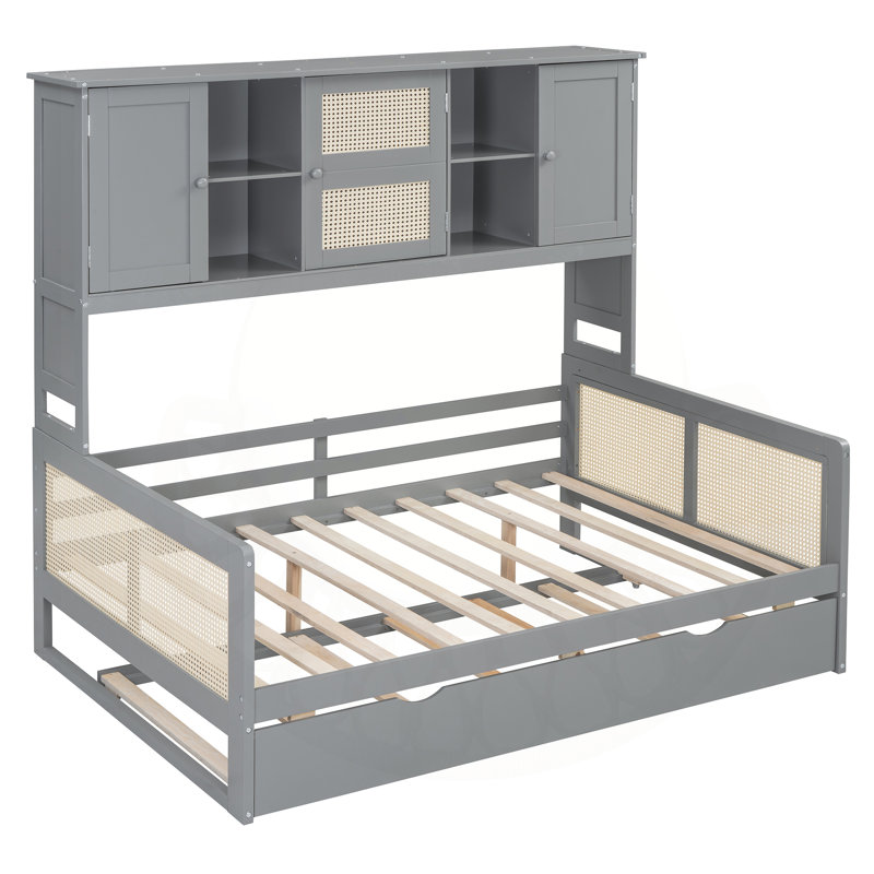 Daybed With Trundle And Storage, Gray, Full