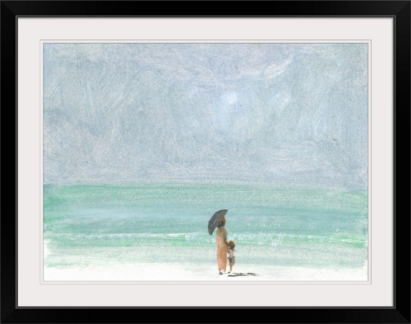 «Marti Mother and Child» par Lincoln Seligman, reproduction d'art, H 34 po x l 44 po x P 1 po, Cadre noir