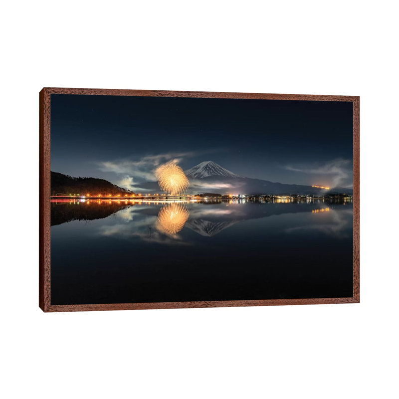 Mount Fuji XVIII by Daisuke Uematsu - Print on Canvas, 45.72cm H x 66.04cm W x 3.81cm D, Classic Brown Wood Framed