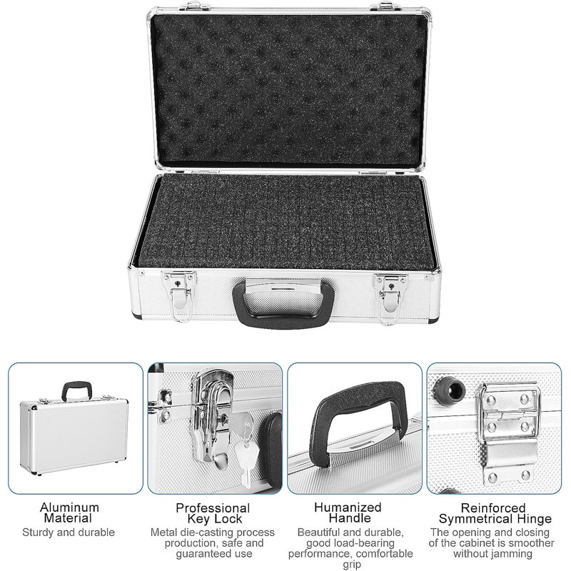 Lockable Large Aluminium Flight Case With Key – Waterproof Carrying Case For Collectibles, Toys, And Sensitive Items, Durable, Portable, And Secure