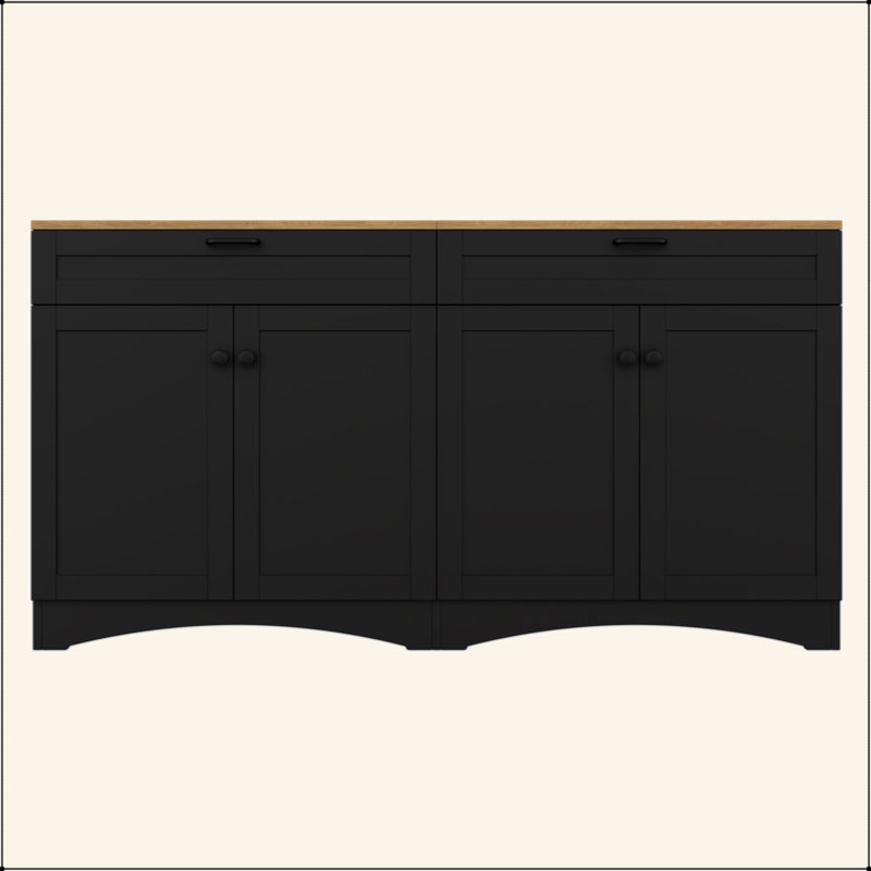 Farmhouse TV Stand With 2 Drawers For Tvs Up To 70", Versatile Wood Grain Sideboard With Adjustable Shelves, Mid-Century Buffet Cabinet With Rustic Handles For Living Room/Bedroom