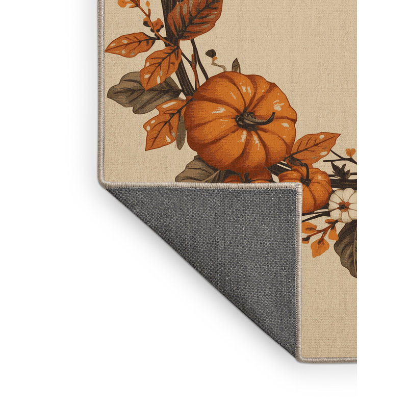 Soft Plush Feliz Halloween Modern & Contemporary Abstract Area Rug in Brown – Beige Binding, 4x6