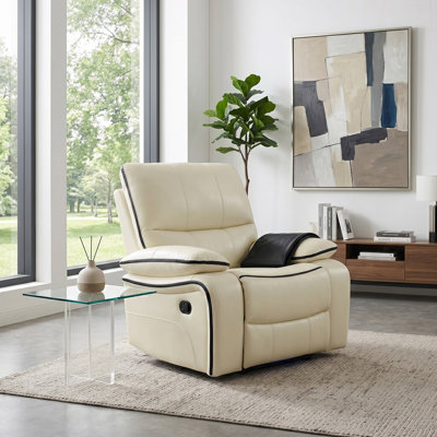 Fauteuil inclinable Torino en cuir végétalien blanc avec porte-gobelets et lumières DEL