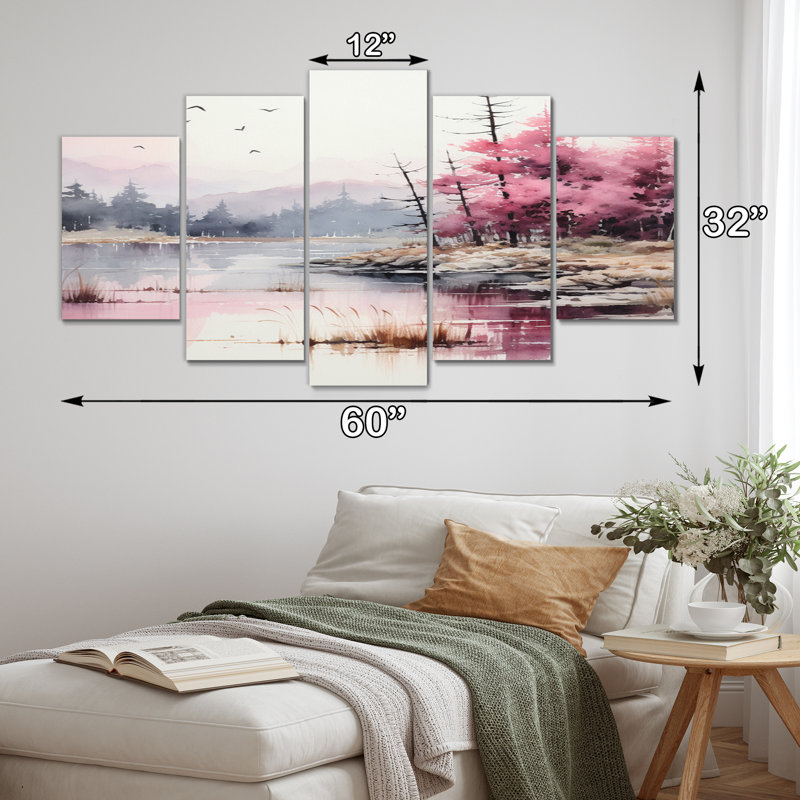 Tranquil Forest Oasis II - campagne, reproduction d'art sur toile - 5 panneaux