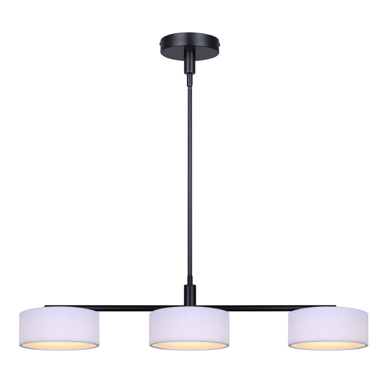 Luminaire suspendu pour îlot de cuisine à 3 lumières DEL noir mat Cabery