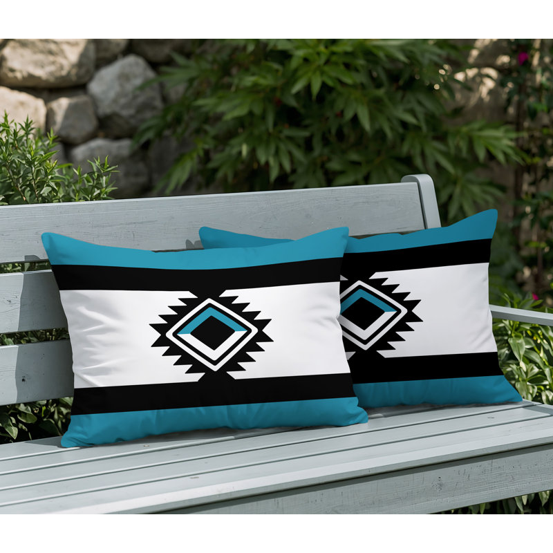 Ensemble de coussins réversibles pour l'intérieur et l'extérieur Tuva, 25 x 18, Turquoise