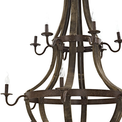 Modway Trebuchet Steel And Distressed Hardwood 12-light Chandelier