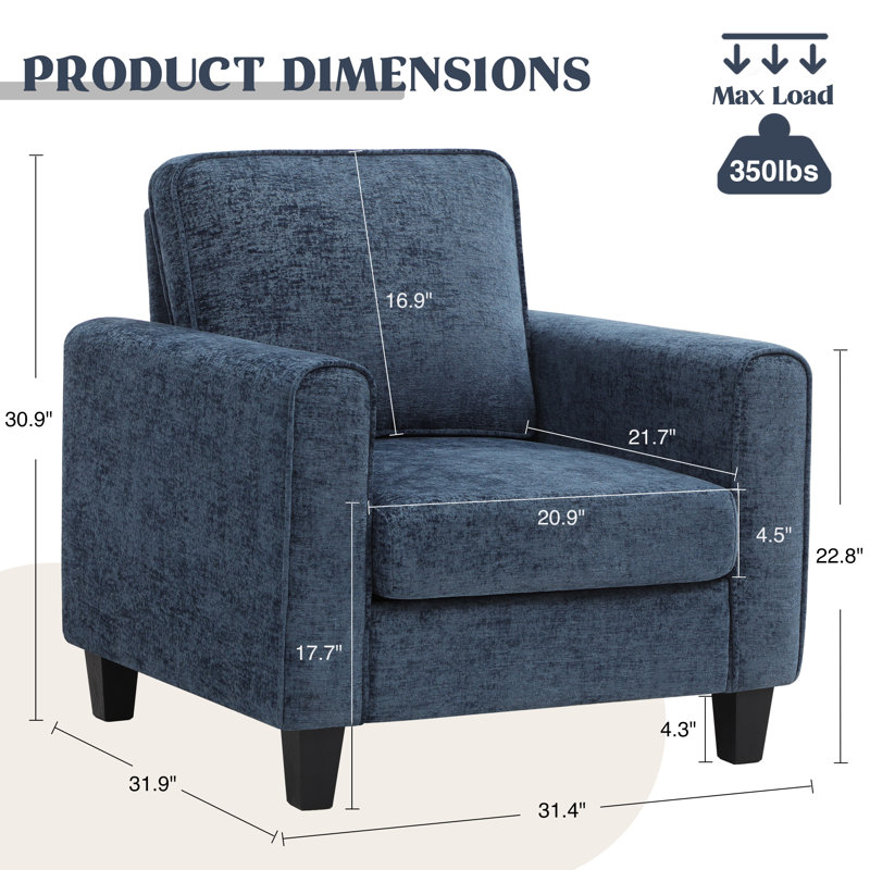 Mid-Century Accent Chairs Featuring Wide Backrest, Blue