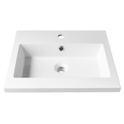 Lavabo de salle de bain rectangulaire en Polymarble avec trop-plein