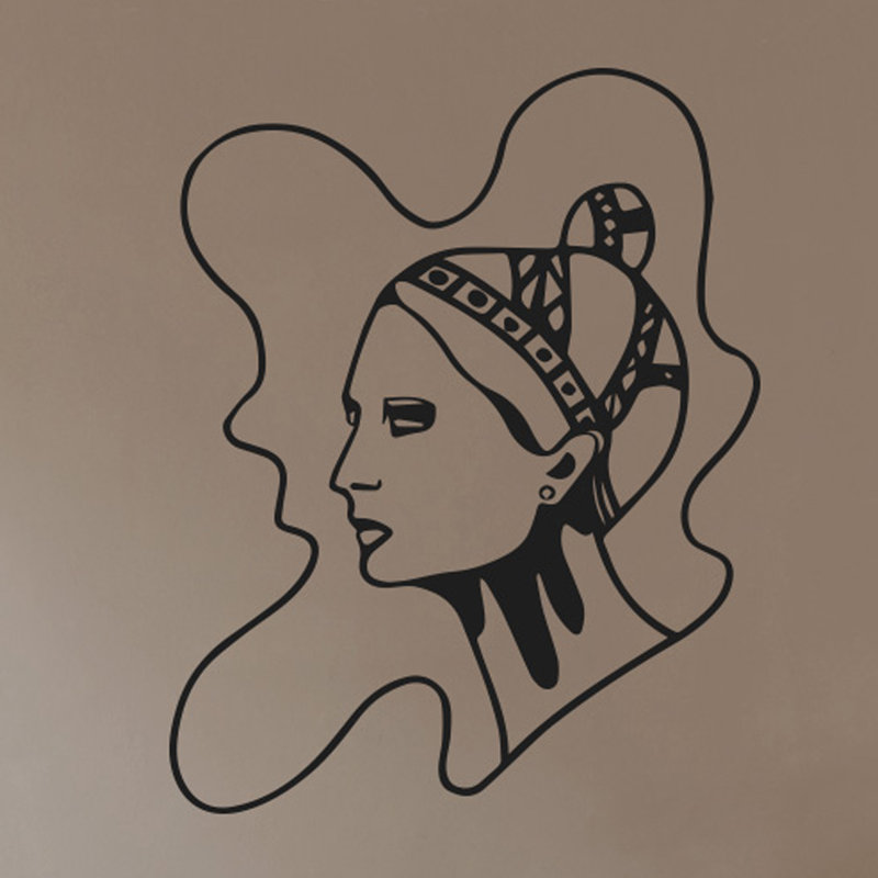 Art Nouveau Women Wall Sticker, Large, Black