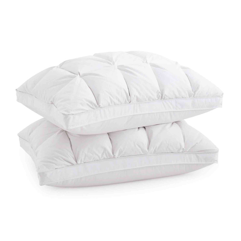 Luxury Pinch Pleat White Down Feather Pillows, 34" x 18"