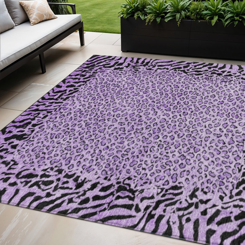 Tapis d'intérieur lavable à imprimé animal 5 pi x 8 pi mauve