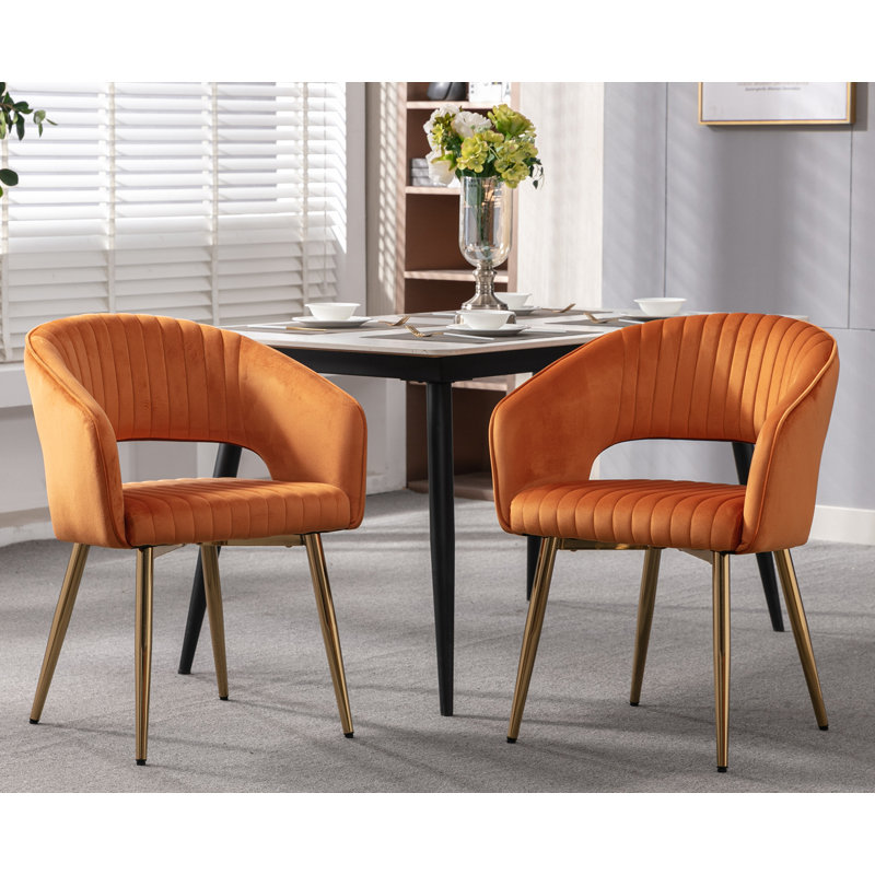 18.9'' H Velvet Upholstered Armchair, Orange