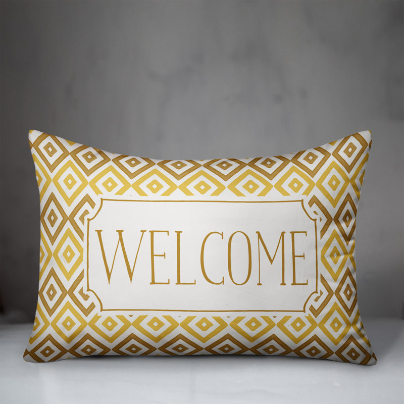  Housse et coussin rectangulaires d'extérieur Welcome Diamonds, Jaune