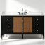 Meuble-lavabo autoportant en bois massif de style Mid-Century 60 po avec comptoir en marbre 60 po-575850856